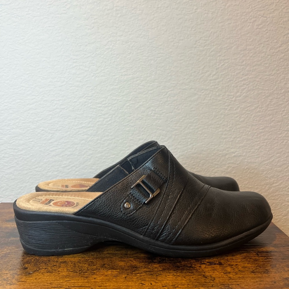 Earth Spirit Black Leather Mules